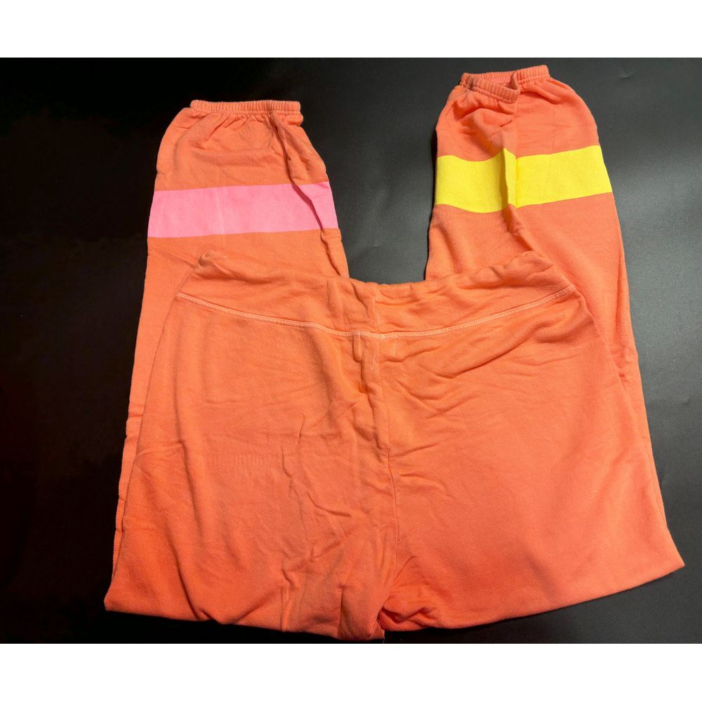 Sundry NWT Soft Orange Pink/Yellow Stripes Stripe Sweatpants Size 2/M MSRP $148 - Picture 3 of 5